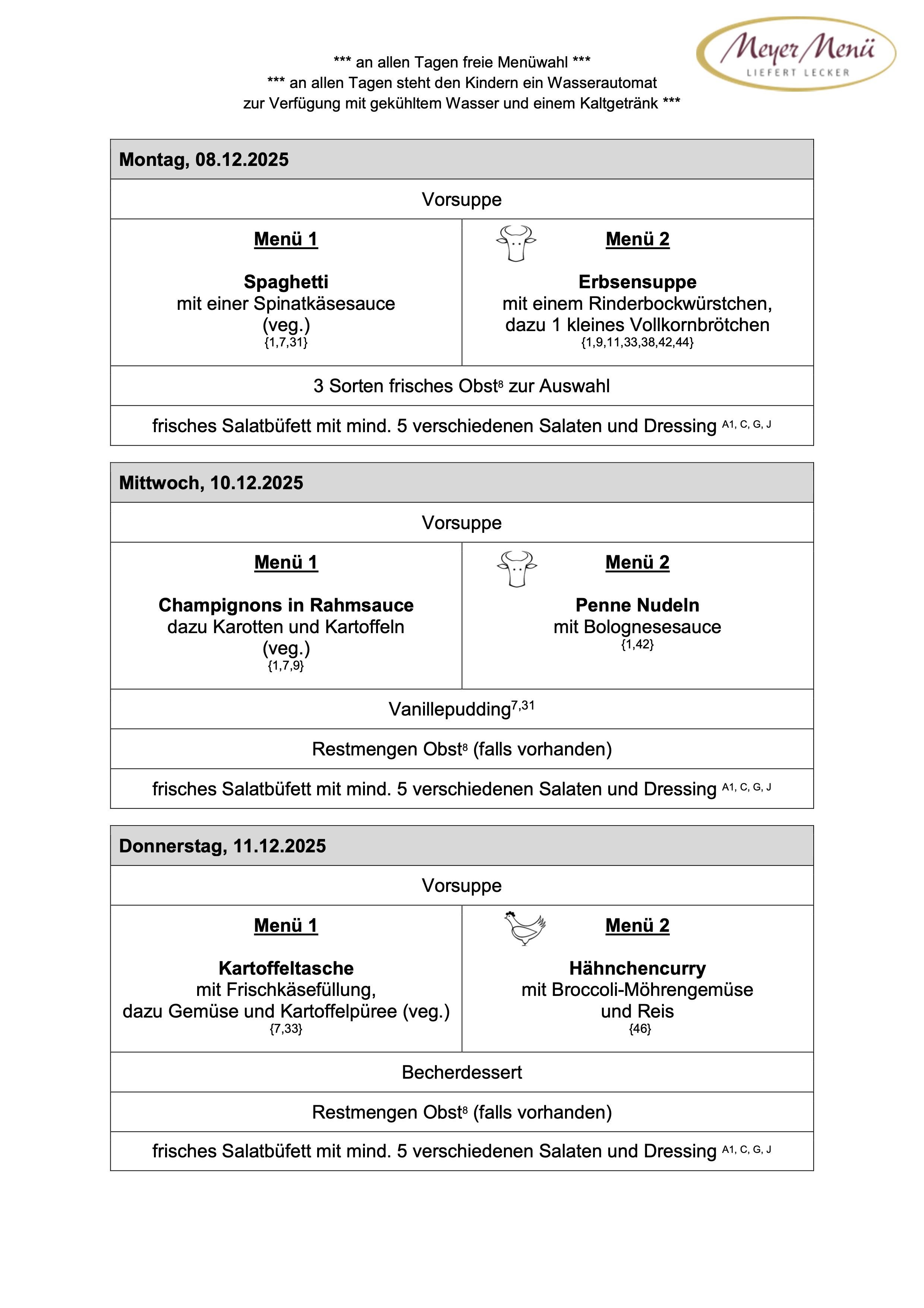 Speiseplan f&uuml;r KW 50 (PDF)